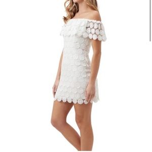 Trina Turk BARDOT DAISY CROCHET OFF‎ THE SHOULDER DRESS